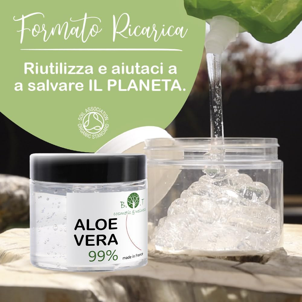 Gel Di Aloe Vera Puro 100% - Coltivato Ecologicamente Nelle Canarie, Idratante per Viso, Corpo E Capelli - Lenitivo per Scottature, Irritazioni, Doposole, Dopobarba E Post-Depilazione - 250Ml