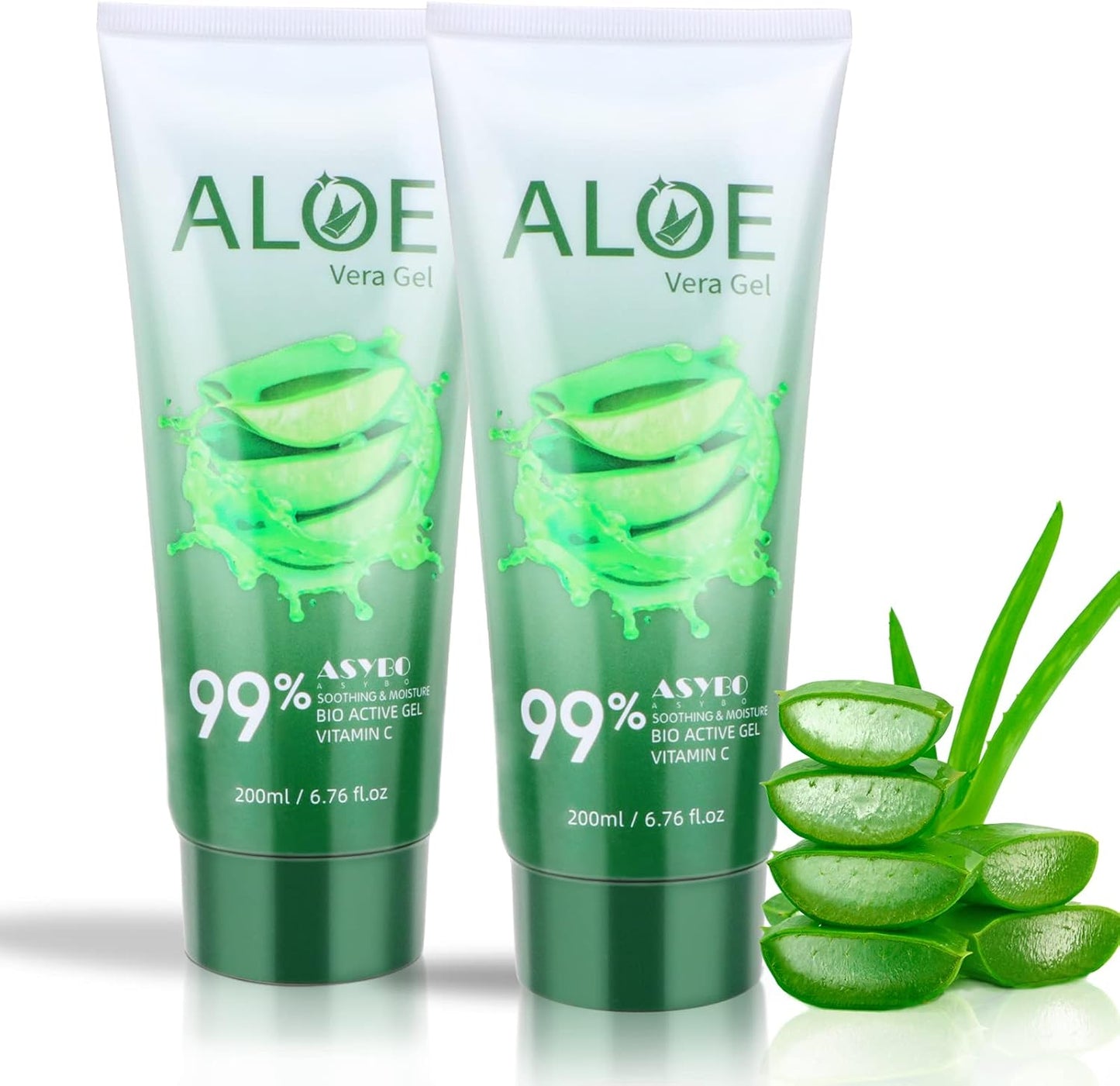 200X2 ML Gel Di Aloe Vera – Idratante Viso E Corpo Di Aloe Vera Pura 99% Organica, Crema Naturale Di Aloe per Pelle Secca, Scottature Solari, Acne, Lenitiva E Idratante
