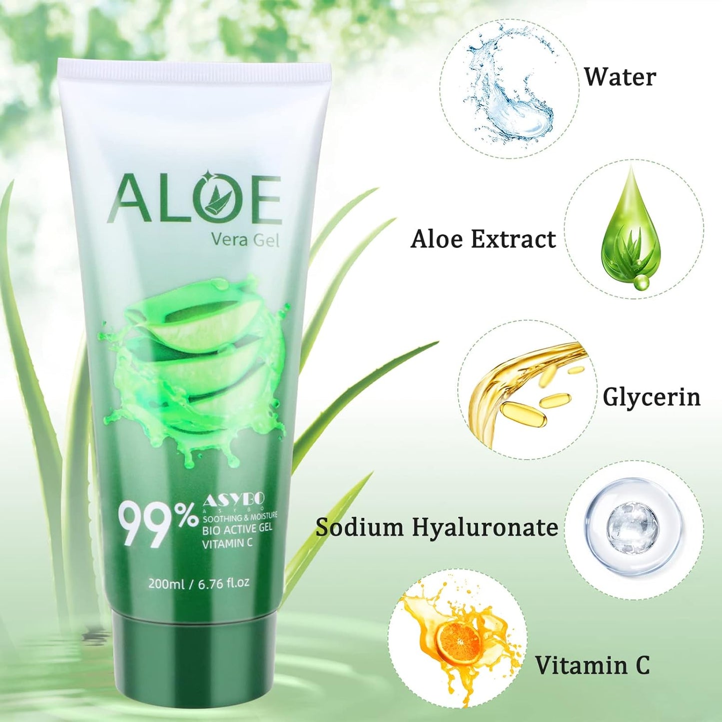 200X2 ML Gel Di Aloe Vera – Idratante Viso E Corpo Di Aloe Vera Pura 99% Organica, Crema Naturale Di Aloe per Pelle Secca, Scottature Solari, Acne, Lenitiva E Idratante
