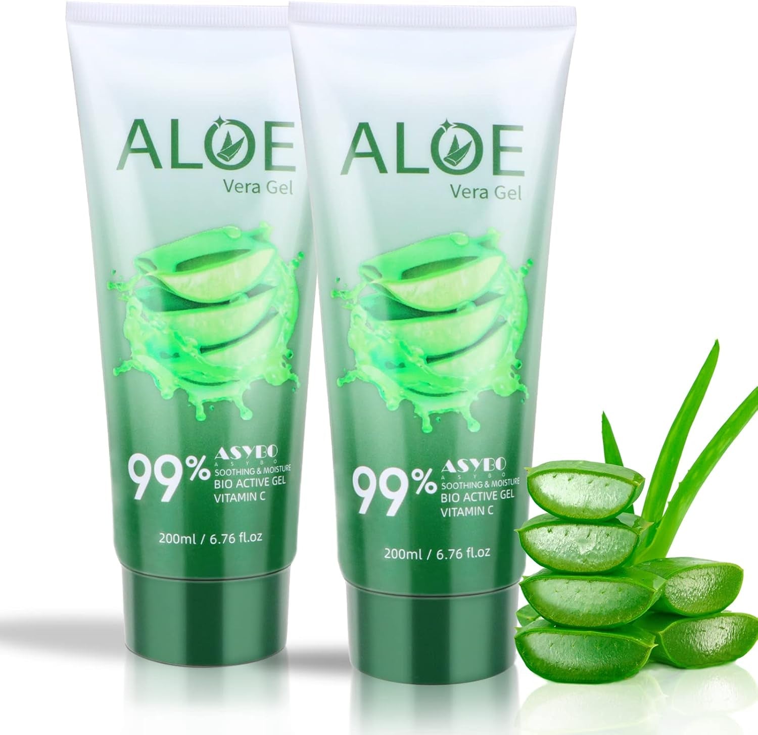 200X2 ML Gel Di Aloe Vera – Idratante Viso E Corpo Di Aloe Vera Pura 99% Organica, Crema Naturale Di Aloe per Pelle Secca, Scottature Solari, Acne, Lenitiva E Idratante